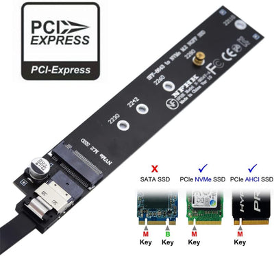 NFHK NGFF M-Key NVME Stecker auf Buchse Verlängerungskabel 40cm mit SFF-8654 Stecker für Mainboard S