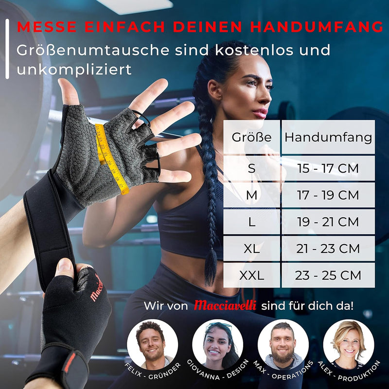 MACCIAVELLI® Fitness Handschuhe Herren Damen - Trainingshandschuhe für Krafttraining, Kraftsport, Bo