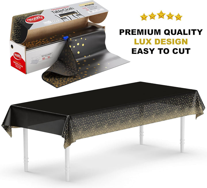 Neatiffy 137 cm x 30 m Einweg-Tischdecke aus Kunststoff, Party-/Bankett-Tischdecke, Tischdecken für
