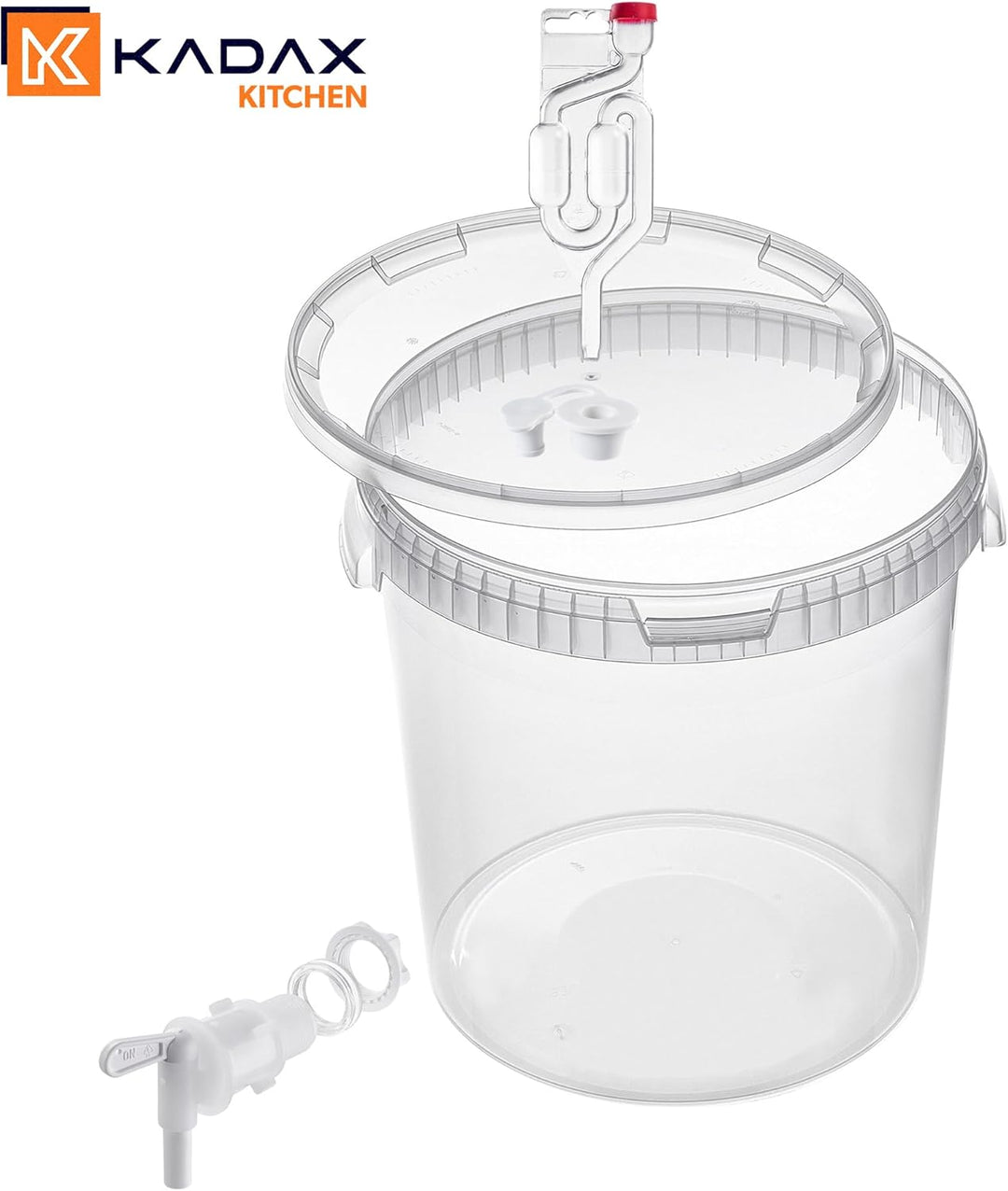 KADAX Gäreimer 33L Set mit Auslaufhahn, Gärröhrchen & Gummistopfen, Gärbehälter aus Kunststoff mit A