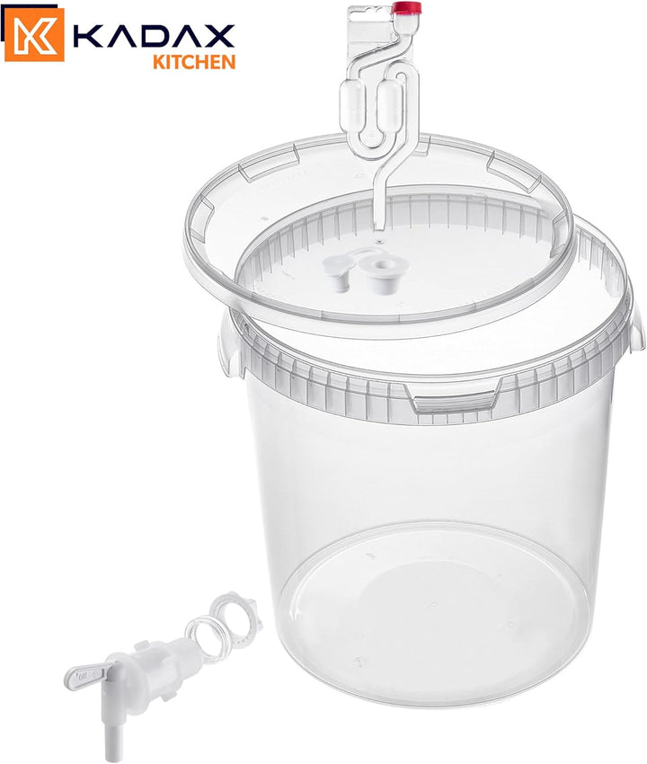 KADAX Gäreimer 33L Set mit Auslaufhahn, Gärröhrchen & Gummistopfen, Gärbehälter aus Kunststoff mit A