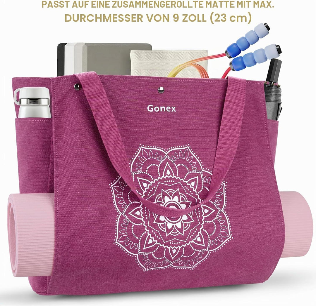 Gonex Yogatasche, Yogamatte Tasche mit Mehreren Taschen für Damen und Herren, Canvas wasserdichte To