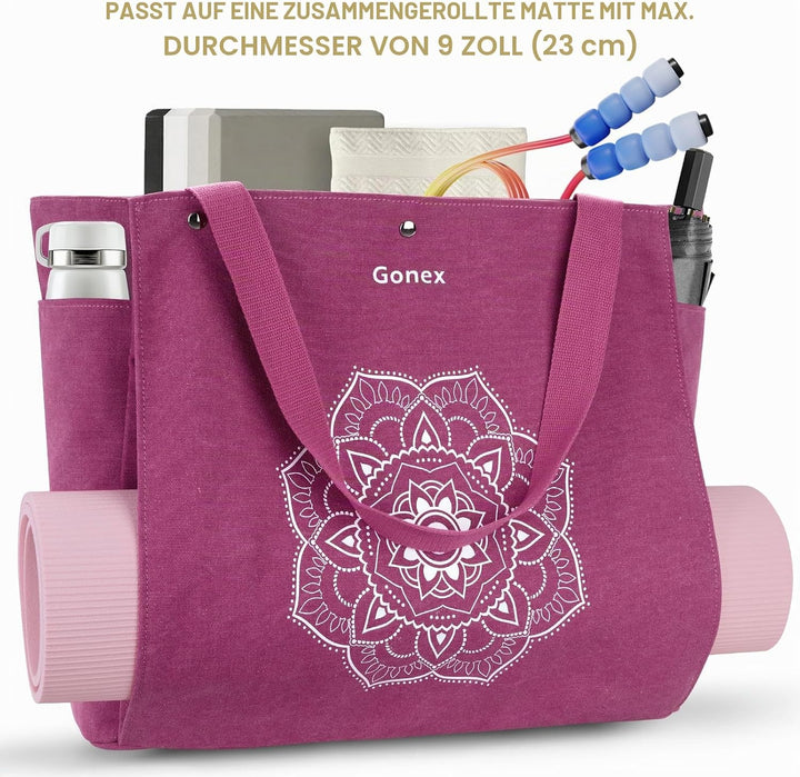 Gonex Yogatasche, Yogamatte Tasche mit Mehreren Taschen für Damen und Herren, Canvas wasserdichte To