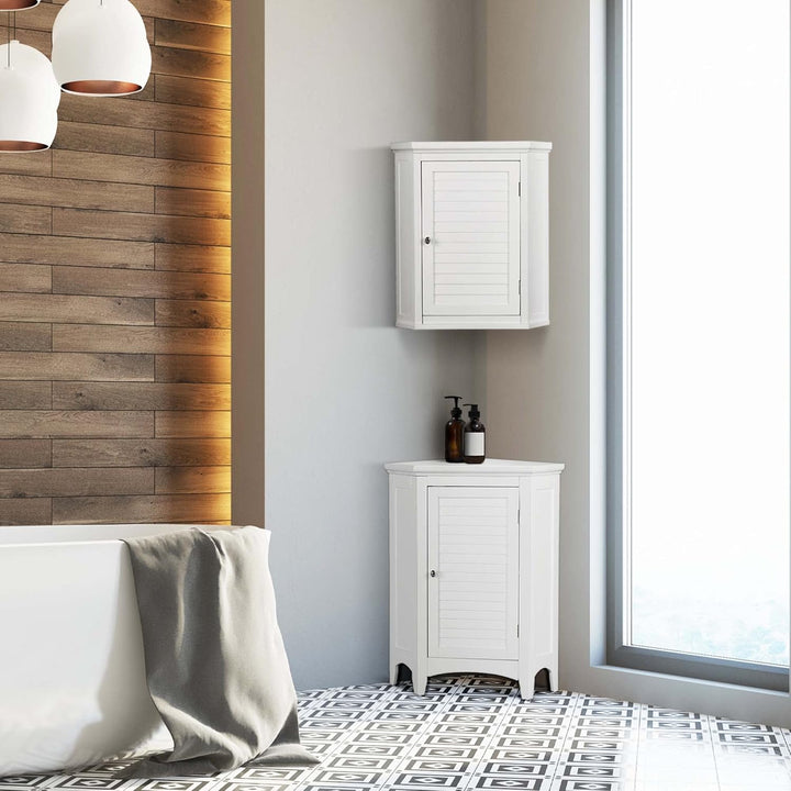 Badschrank Badmöbel Eckschrank Badezimmer Holzschrank Weiss Teamson ELG-587