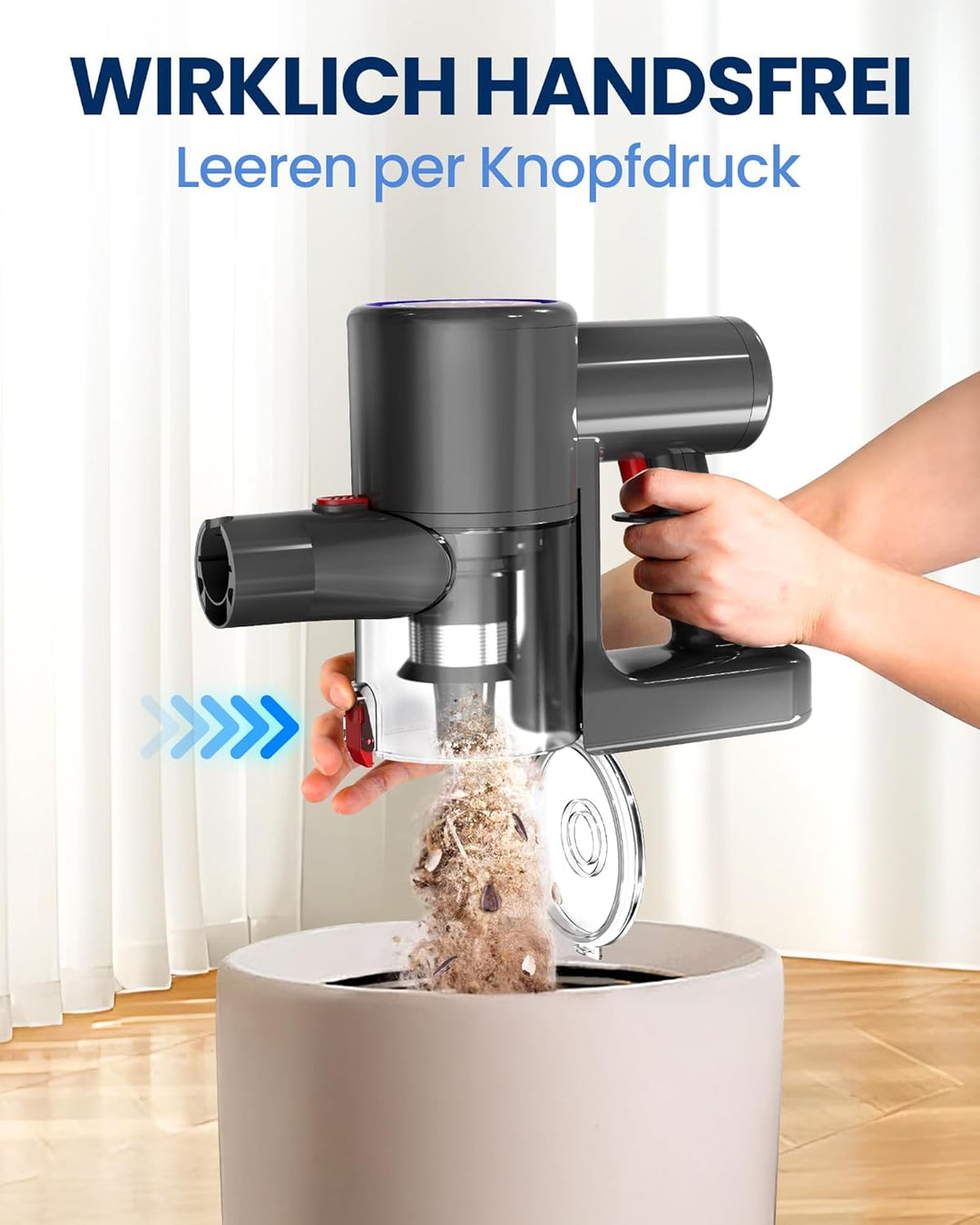 Zynet DP2 Akku Staubsauger Mit Dual-Akku, 45KPa/60Min/500W, LED-Display, Teleskopstange, Standfähig,