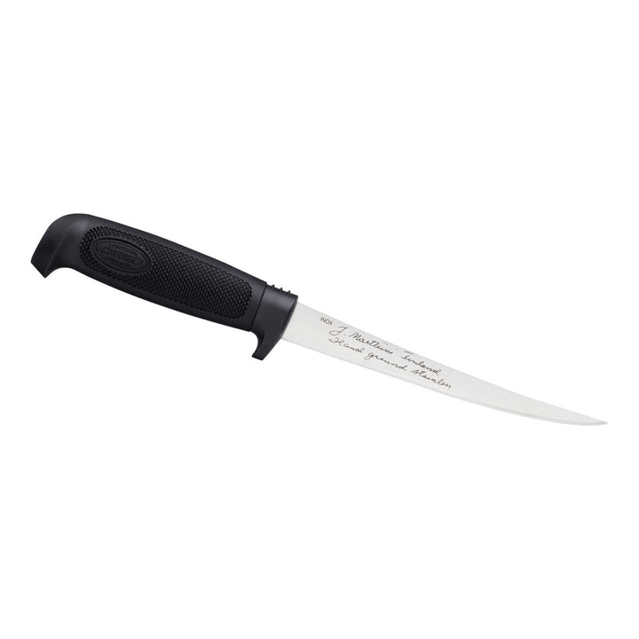 Marttiini Finnisches Filetiermesser, Klinge 15cm, rostfrei, Kunststoff-Scheide Ohne Gravur, Ohne Gra