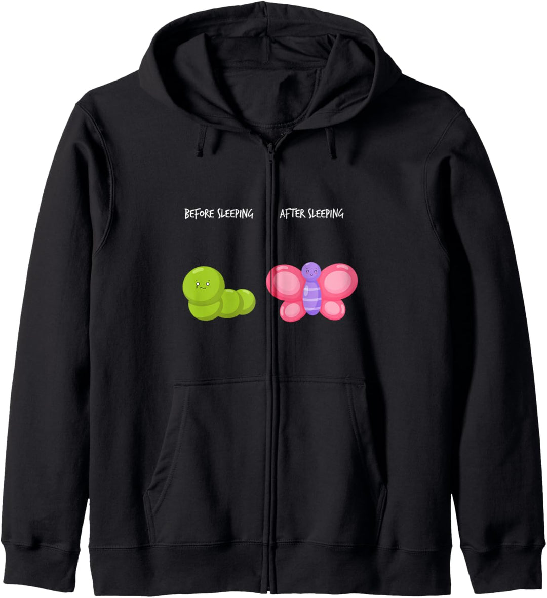 Vor Danach Schlafen Schmetterling Raupe Wurm Süss Geschenk Kapuzenjacke