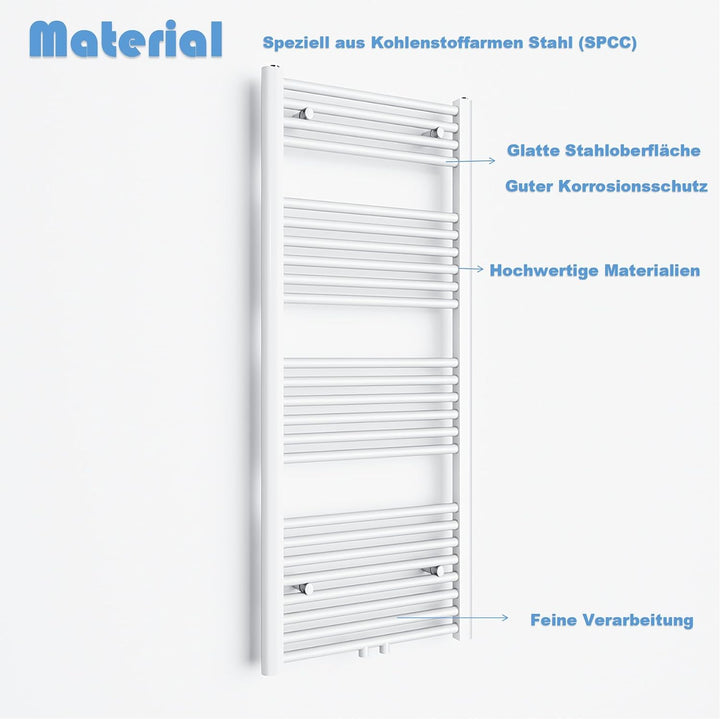 Heizkörper Badheizkörper 1000x400 mm Handtuchheizkörper Mittelanschluss Rundrohr Handtuchwärmer Heiz