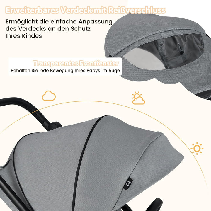 COSTWAY Kinderwagen faltbar mit umkehrbarem Sitz, Reisebuggy mit verstellbarer Rückenlehne, Griff, S