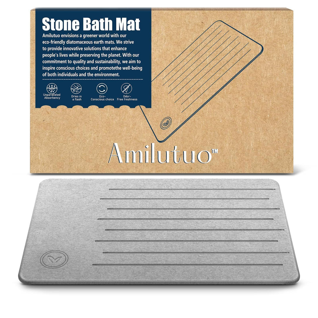 Badematte Stein, Diatomite Stone Bath Mat, rutschfeste Stein Badematte Schnelltrocknend, Werten Sie