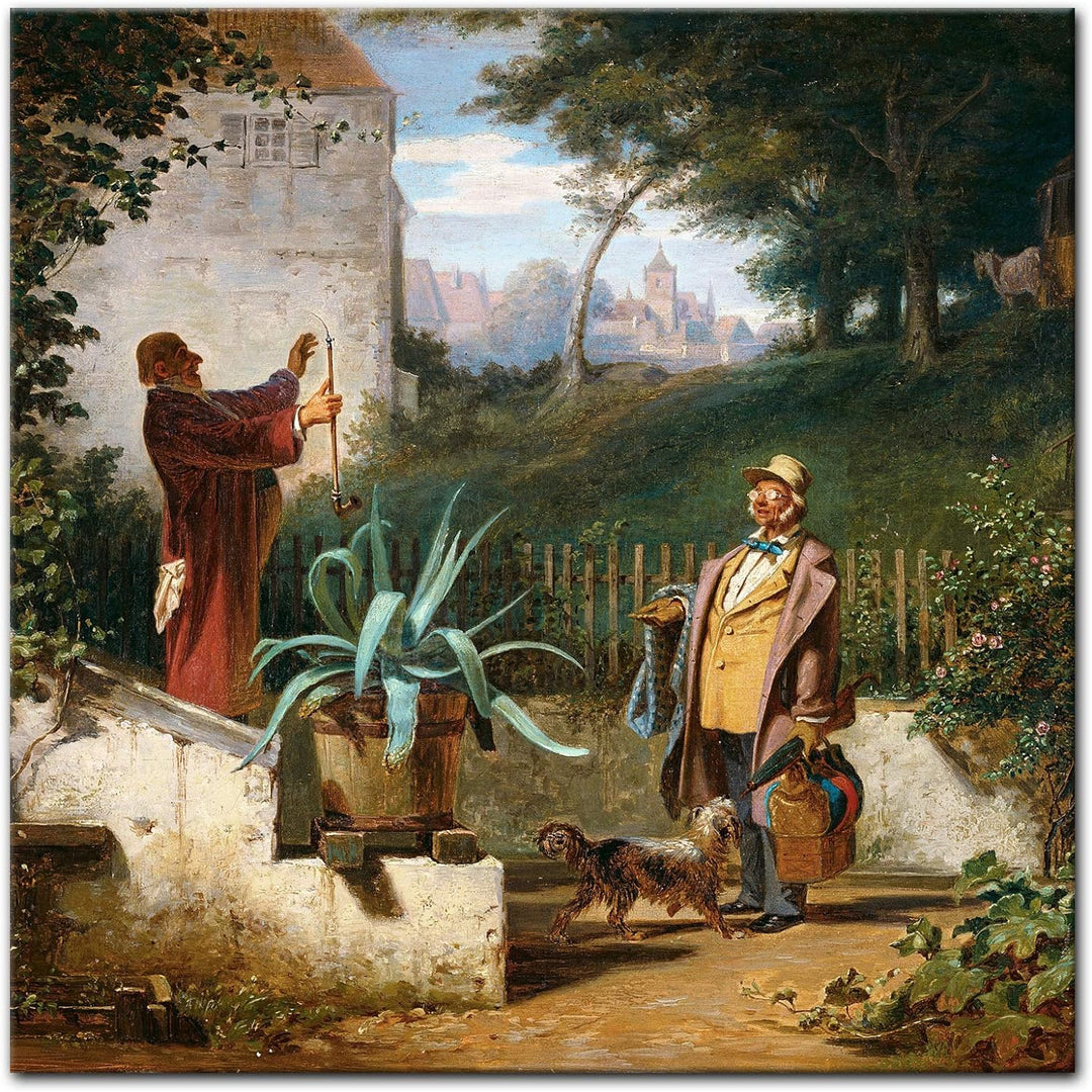 Bilderdepot24 Bild auf Leinwand | Carl Spitzweg Jugendfreunde in 80x80 cm als Wandbild | Wand-deko D