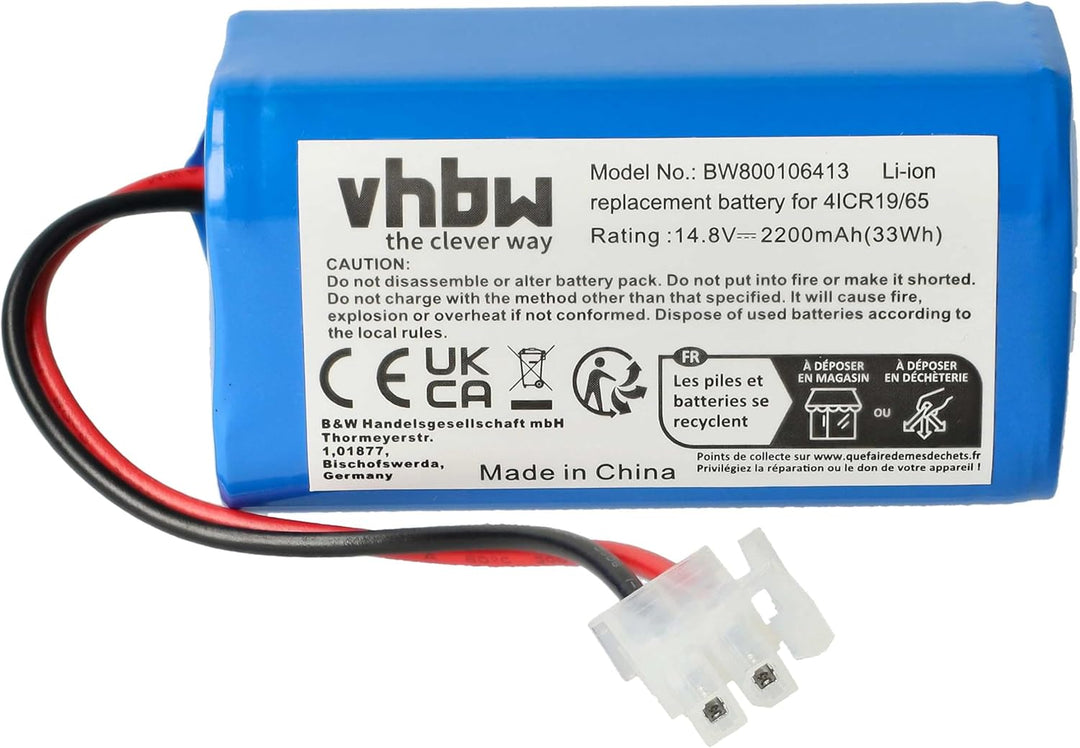 vhbw Akku kompatibel mit Silvercrest SSRA1 Home Cleaner Heimroboter (2200 mAh, 14,8 V, Li-Ion)