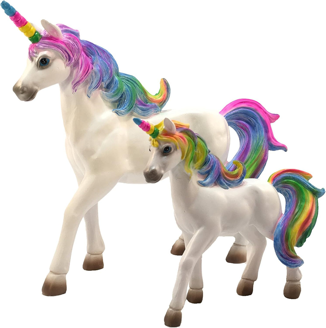 GlitZGlam Regenbogeneinhorn-Set: Mutter (Alana) und Tochter (Penelope) Einhorn Miniatureinhornfigure