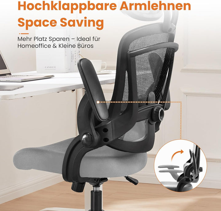 Sweetcrispy Ergonomischer Bürostuhl, Schreibtischstuhl Ergonomisch, Atmungsaktiver Netzstuhl mit Ver