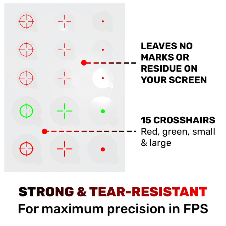 ProFPS Fastscope Fadenkreuz Aufkleber 15er Set – Aim Assist Crosshair Decals für PS5 Controller Zube