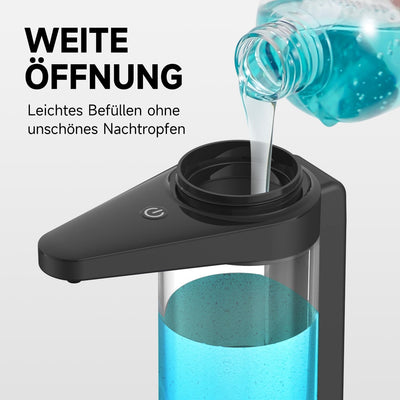 AIKE Automatischer Seifenspender mit Infrarotsensor 500ml, Schwarz Wandmontierter Automatischer Seif