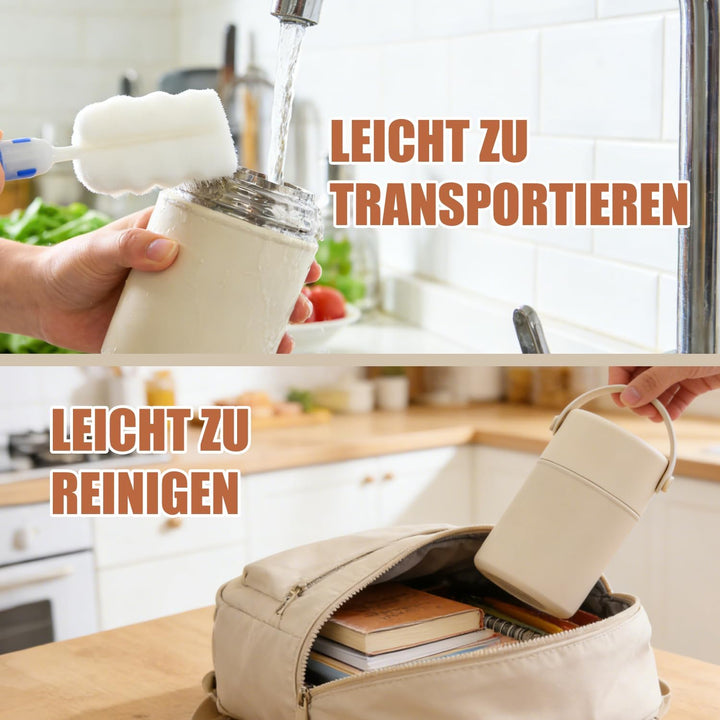 Aohcae Thermobehälter für Essen 850ml, Edelstahl, Auslaufsicher Warmhaltebehälter Essen mit Löffel &
