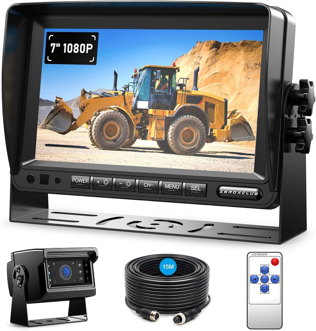 Rückfahrkamera Set, 7-Zoll HD Dual Split Screen Monitor, IP69 Wasserdicht Rückfahrkameras, IR Nachts