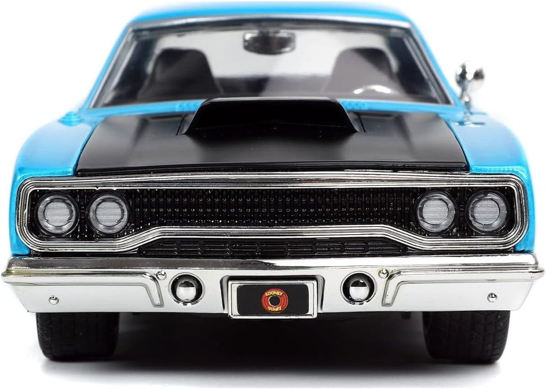 Jada Toys Looney Tunes Road Runner, 1970 Plymouth, Modellauto, Spielzeugauto, zu öffnende Türen, Mot