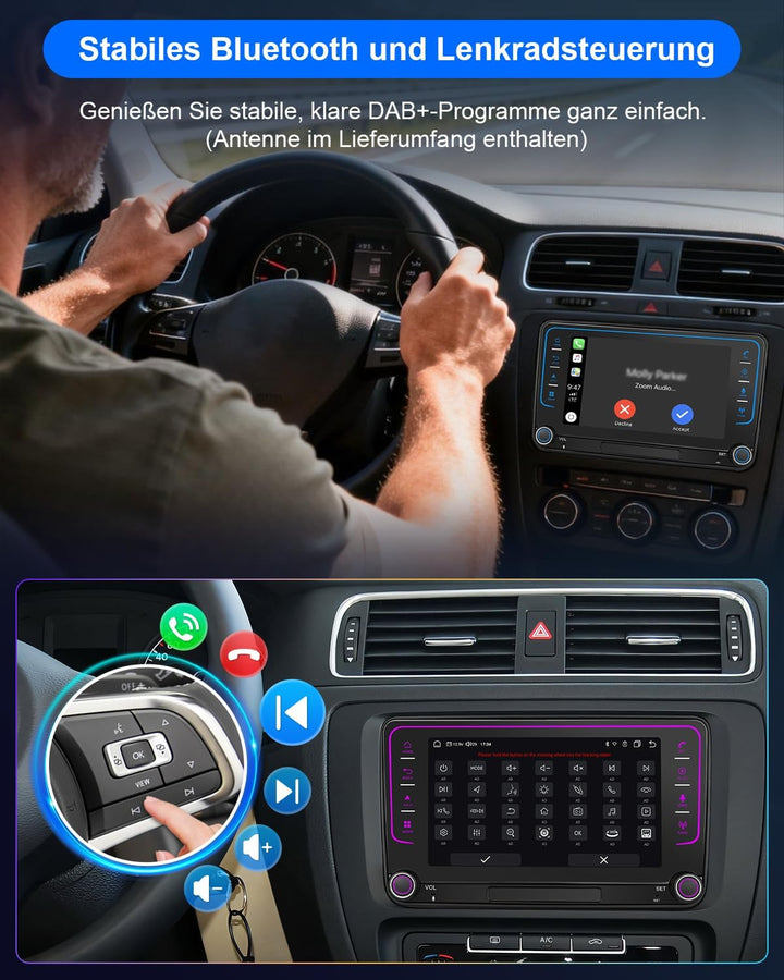 Autoradio mit Bildschirm für VW Golf 5 6 T5 Passat Polo 6R Tiguan Seat Skoda, 8-Kern 4+64GB VW Caddy
