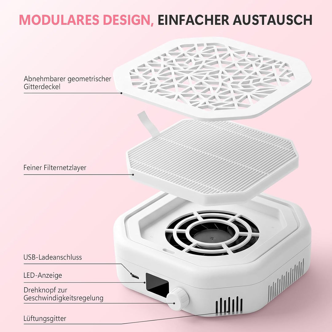 4200 U/min Nagelstaubsauger – geräuscharm, HEPA-Filter. Tragbarer Nagelstaubsauger für Nagelstudio &amp;
