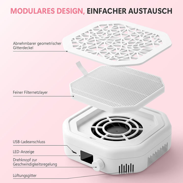 4200 U/min Nagelstaubsauger – geräuscharm, HEPA-Filter. Tragbarer Nagelstaubsauger für Nagelstudio &amp;