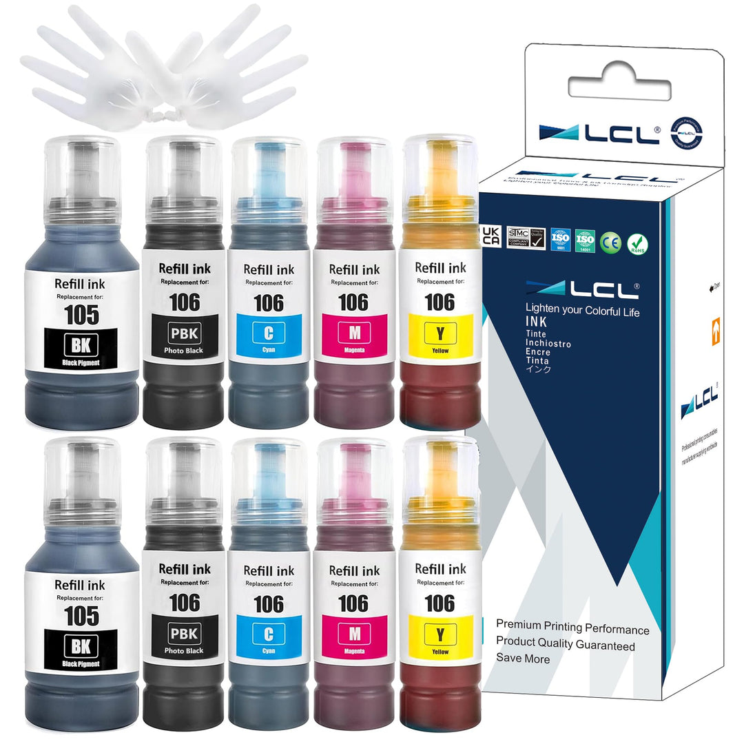 LCL 105 106 Tinte kompatibel für EcoTank 105 106 Tintenflasche Multipack für Epson EcoTank L7160 L71