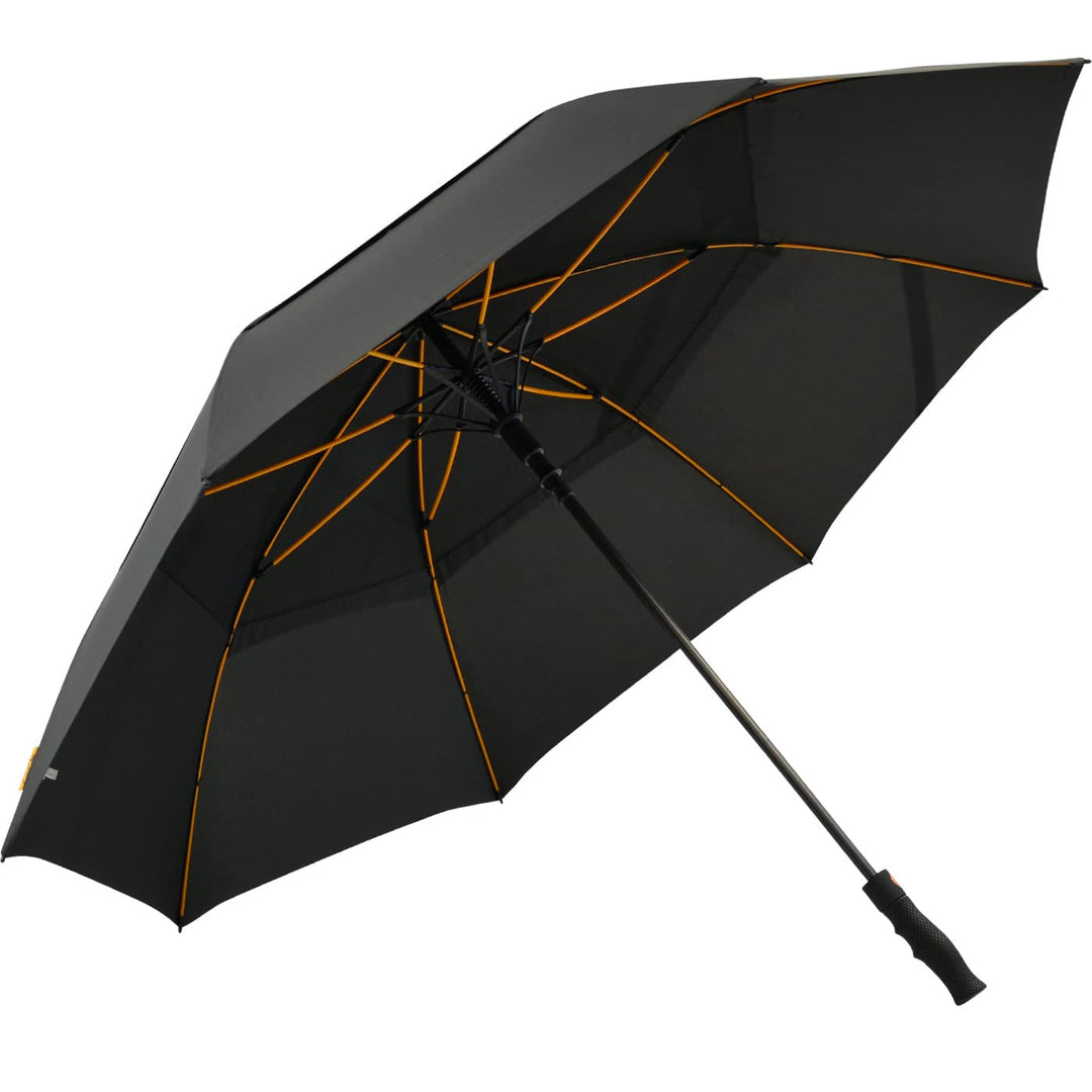 Falcone® hochwertiger XXL Golfschirm Automatik mit Ventilationsbezug - schwarz, Schwarz