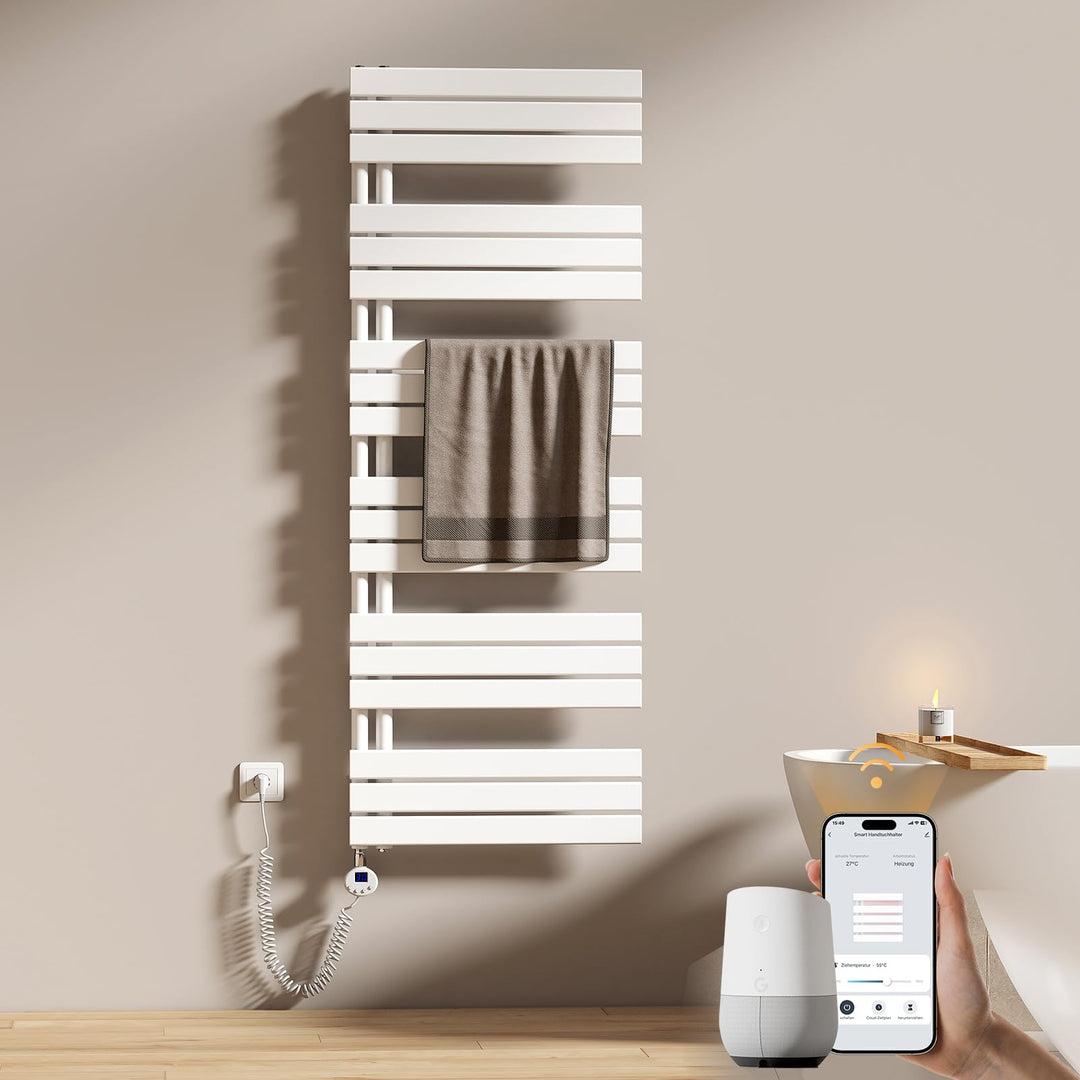 EMKE WiFi Badheizkörper Elektrisch 1599x600 mm - Flach Handtuchheizkörper Elektrisch, Elektrischer H