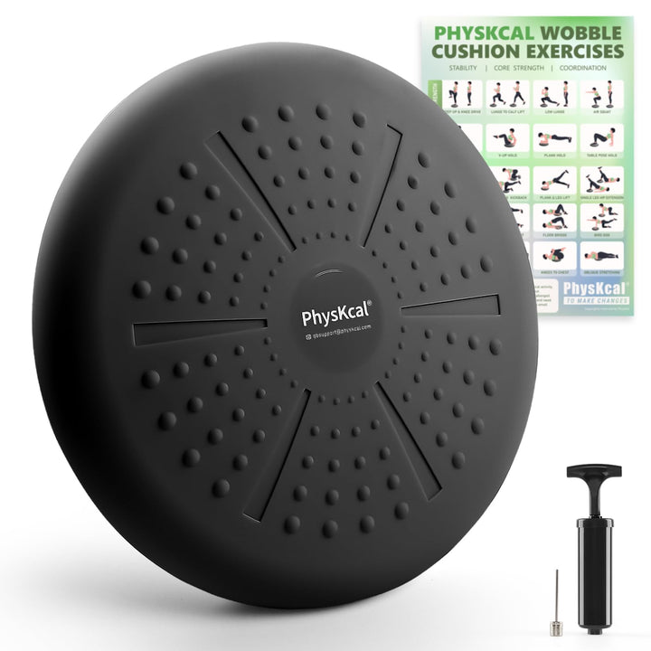 PhysKcal Balance Kissen Mit Pumpe, Comfy-Touch, 33cm Durchmesser, Wackel-Stabilitätskissen für Physi
