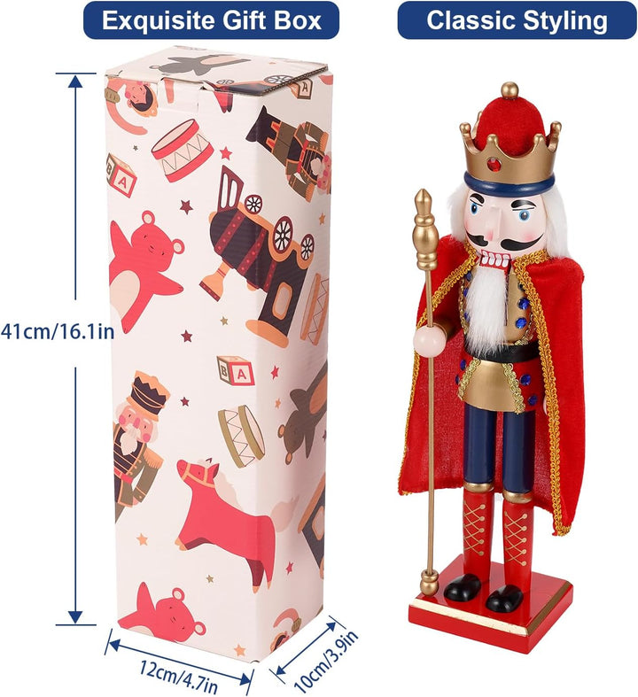 COMBIUBIU 38 cm Nussknacker Figuren Holz Nussknacker Soldaten,Traditionelle Weihnachten Nussknacker