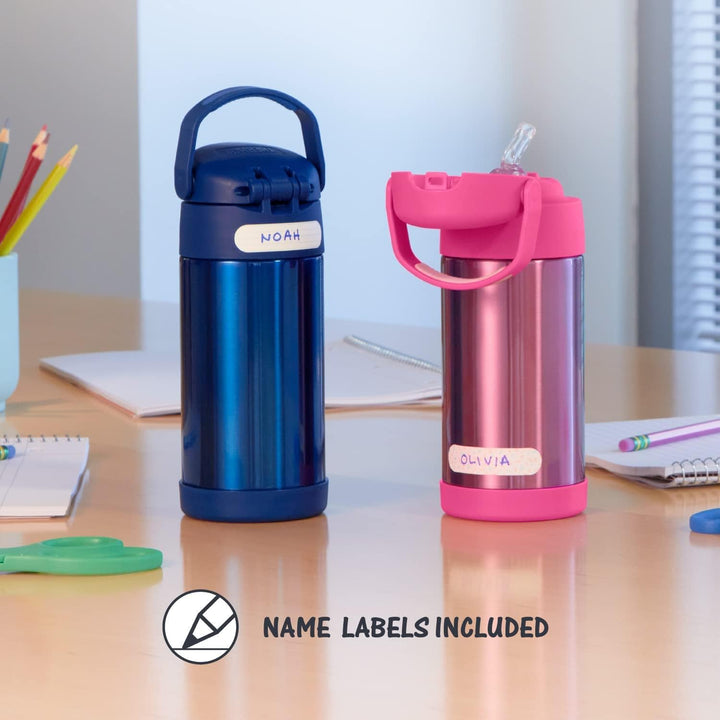 THERMOS Funtainer Kinder-Strohhalmflasche, Edelstahl, vakuumisoliert, 340 ml, Schmetterlingsfrenzy F