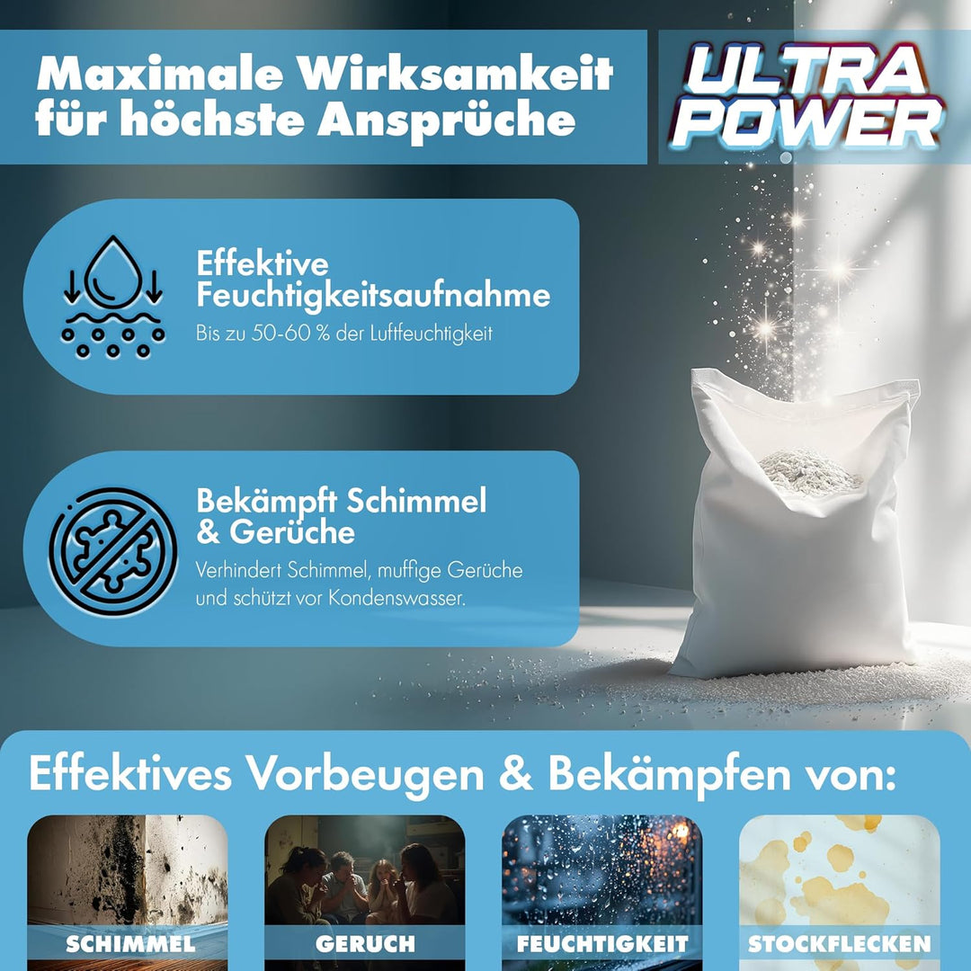 30x 450g Ultra Power Luftentfeuchter Granulat, Raumluftentfeuchter im Vliesbeutel, Nachfüllpacks für