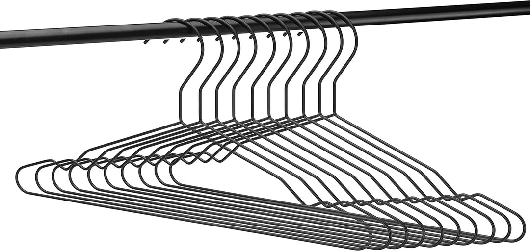 Zirbel Kleiderbügel 10er Set - Retro Design Bügel aus Metall (schwarz), Schwarz