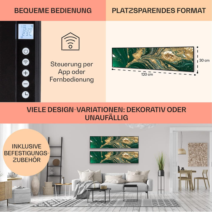 Klarstein Infrarotheizung mit Thermostat, 350W Elektroheizung, Smart Home Bild-Infrarotheizung zur W