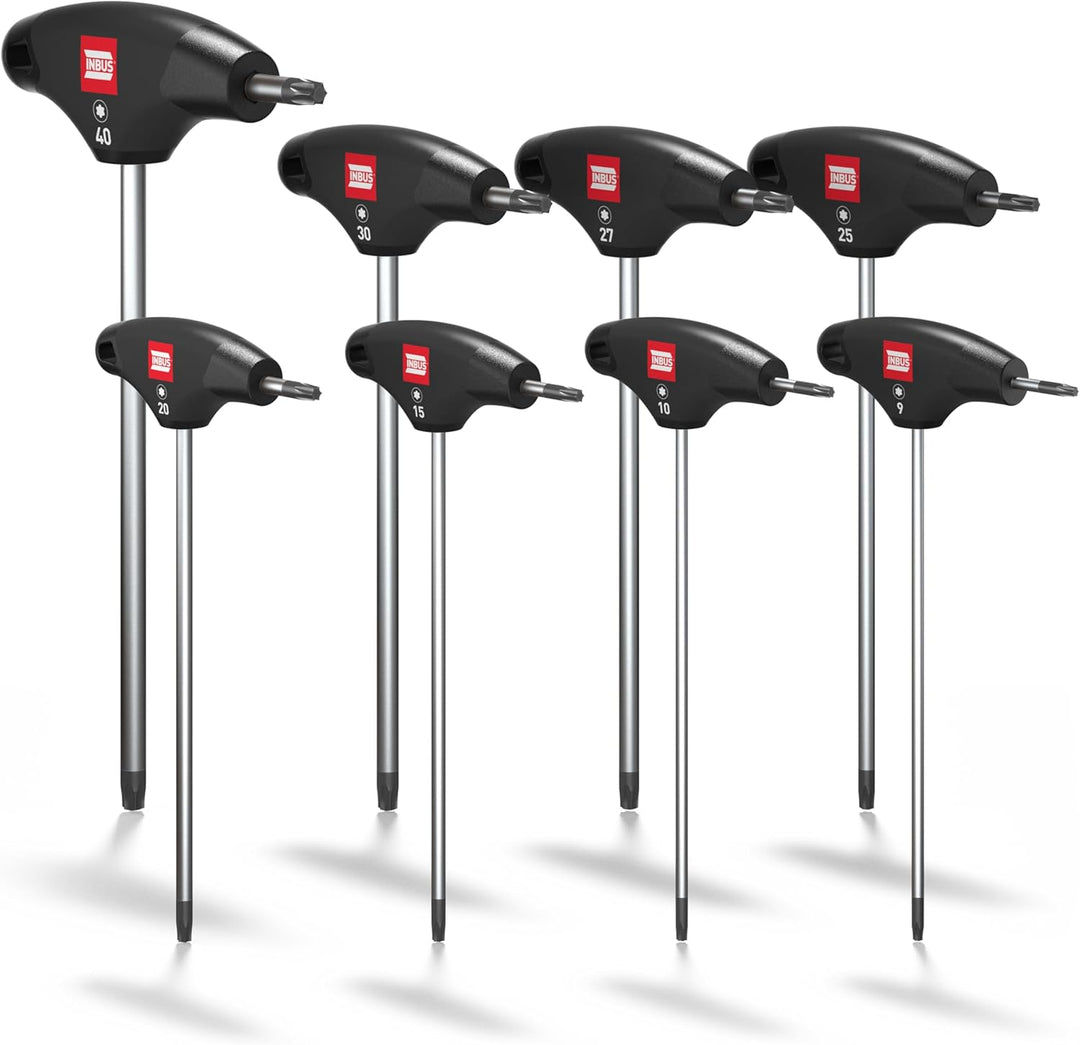 TORX® T-Griff Schraubendreher Set 8tlg, TX9–40, mit HybridTouch — Made in Germany (INBUS® 74124) 8×