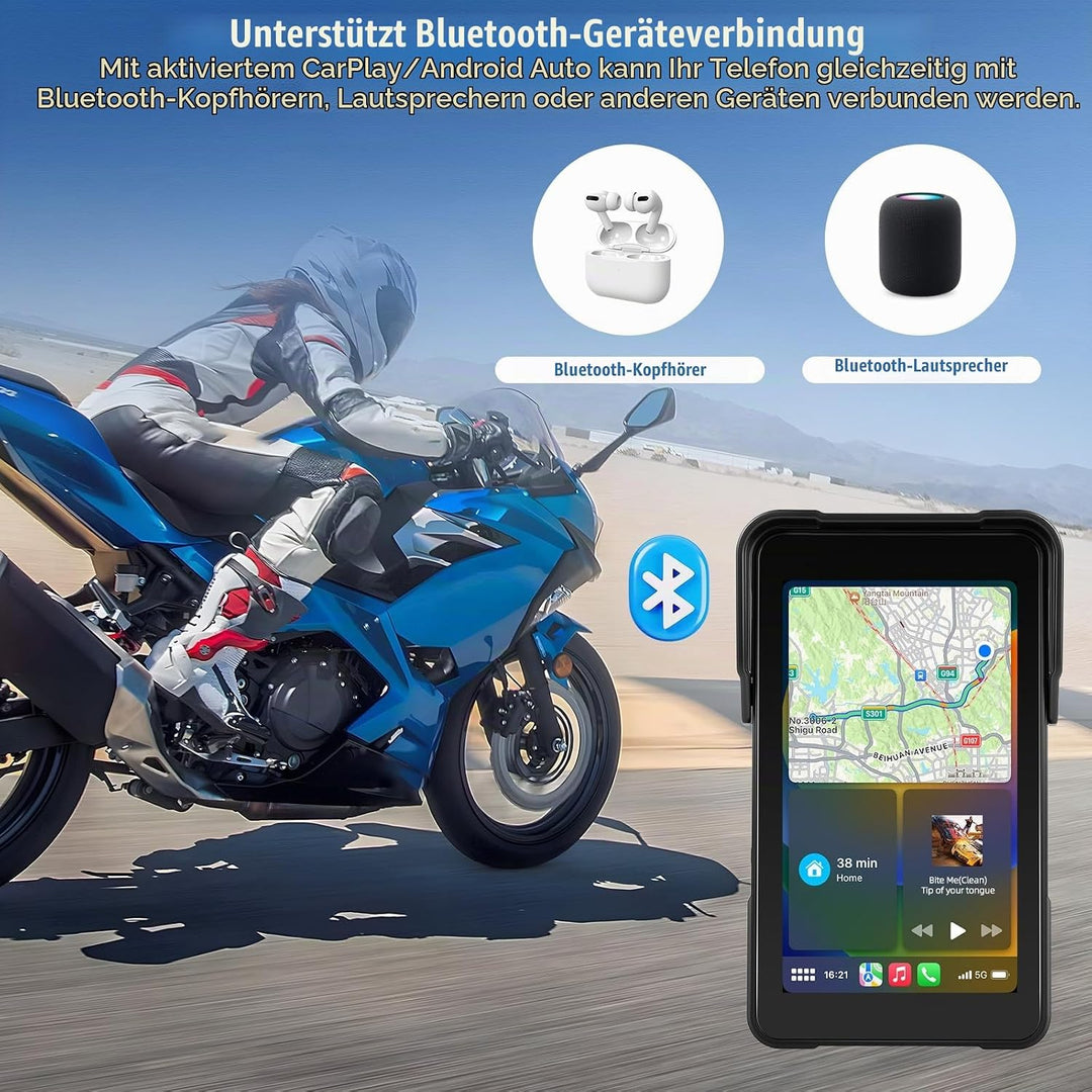 SIXWIN Carplay Motorrad Display für Moto mit Wireless Carpla/Android Auto, 5&