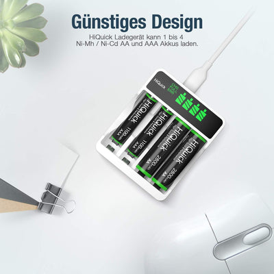 HiQuick Universal Akkuladegerät mit 8 AA Akkus, Ladegerät für NI-MH/NI-CD Mignon AA Micro AAA Akku,