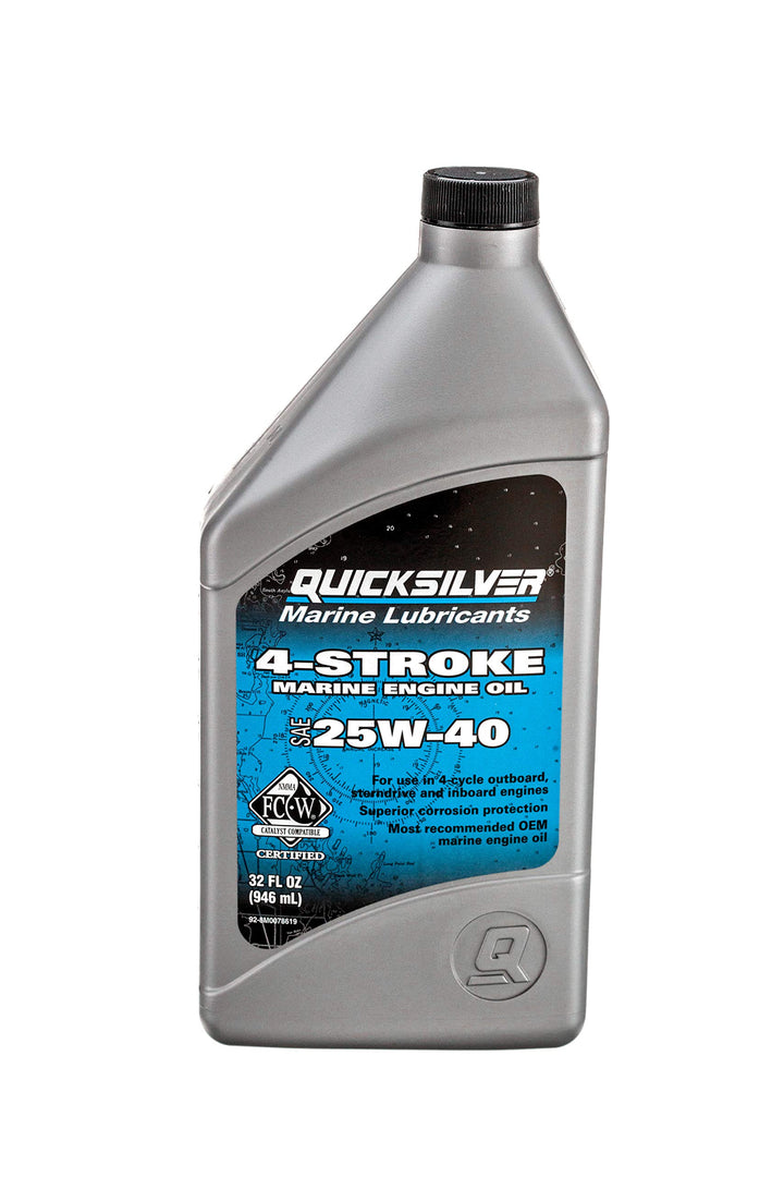Quicksilver - 8M0086223 - Motoröl 25W-40 4-Takt mineralisch 1L, Silber Mineralisch 946 ml, Mineralis
