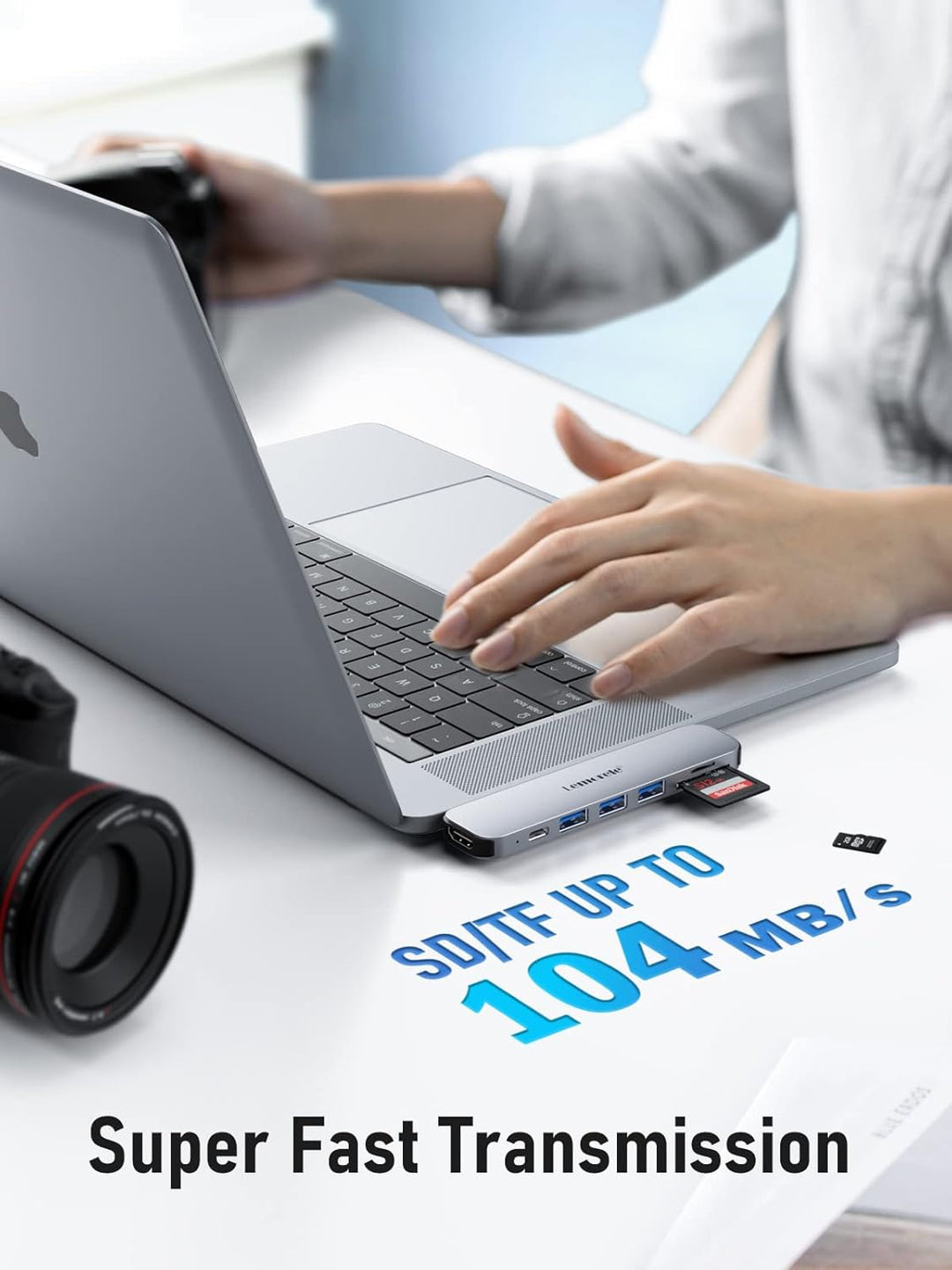 USB C Hub, Lemorele 7 in 2 USB C Docking Station mit Thunderbolt 3, USB 3.0 Ports, SD/TF Kartenleser