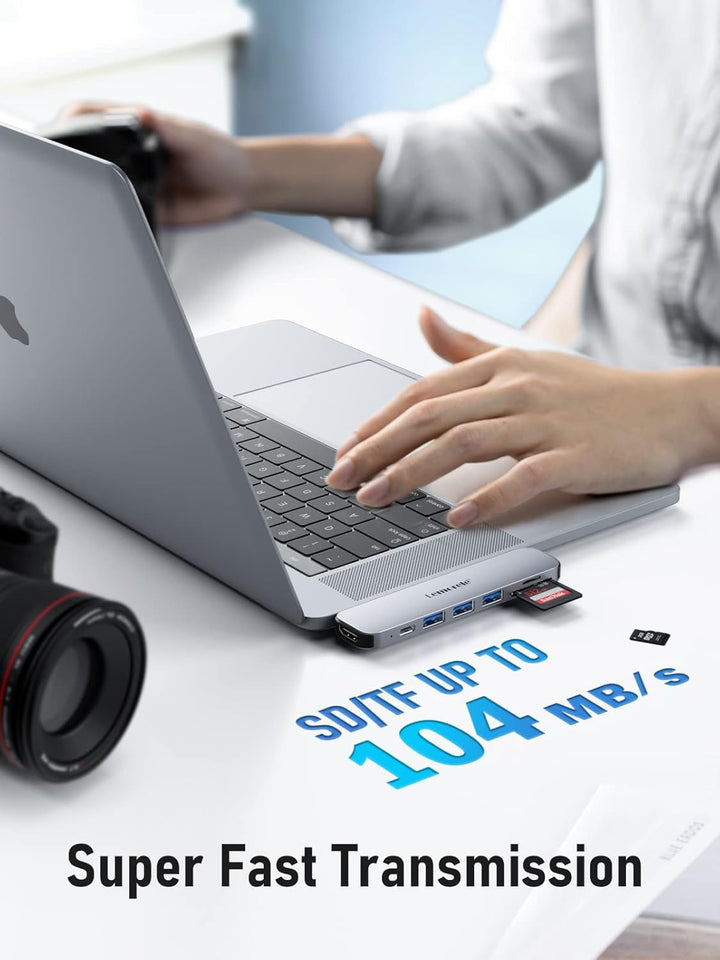 USB C Hub, Lemorele 7 in 2 USB C Docking Station mit Thunderbolt 3, USB 3.0 Ports, SD/TF Kartenleser