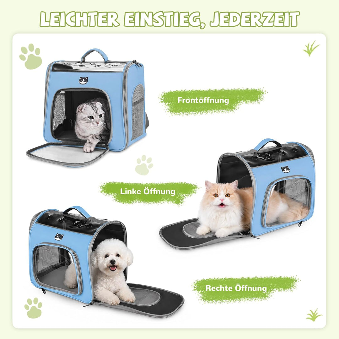 ALLSOPETS Katzenrucksack Faltbar Haustierrucksack mit Frontöffnung und Atmungsaktives Netzfenster Hu