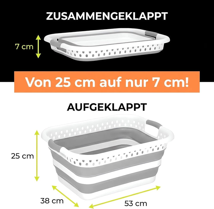 König Design Wäschekorb faltbar - 24 Liter &amp; Universelle Nutzung I Zusammenklappbarer faltbarer Wäsc