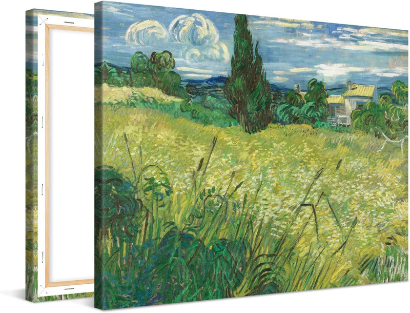 PICANOVA – Vincent Van Gogh Green Field 80x60 cm – Bild auf Leinwand – Leinwandbild – Premium Leinwa