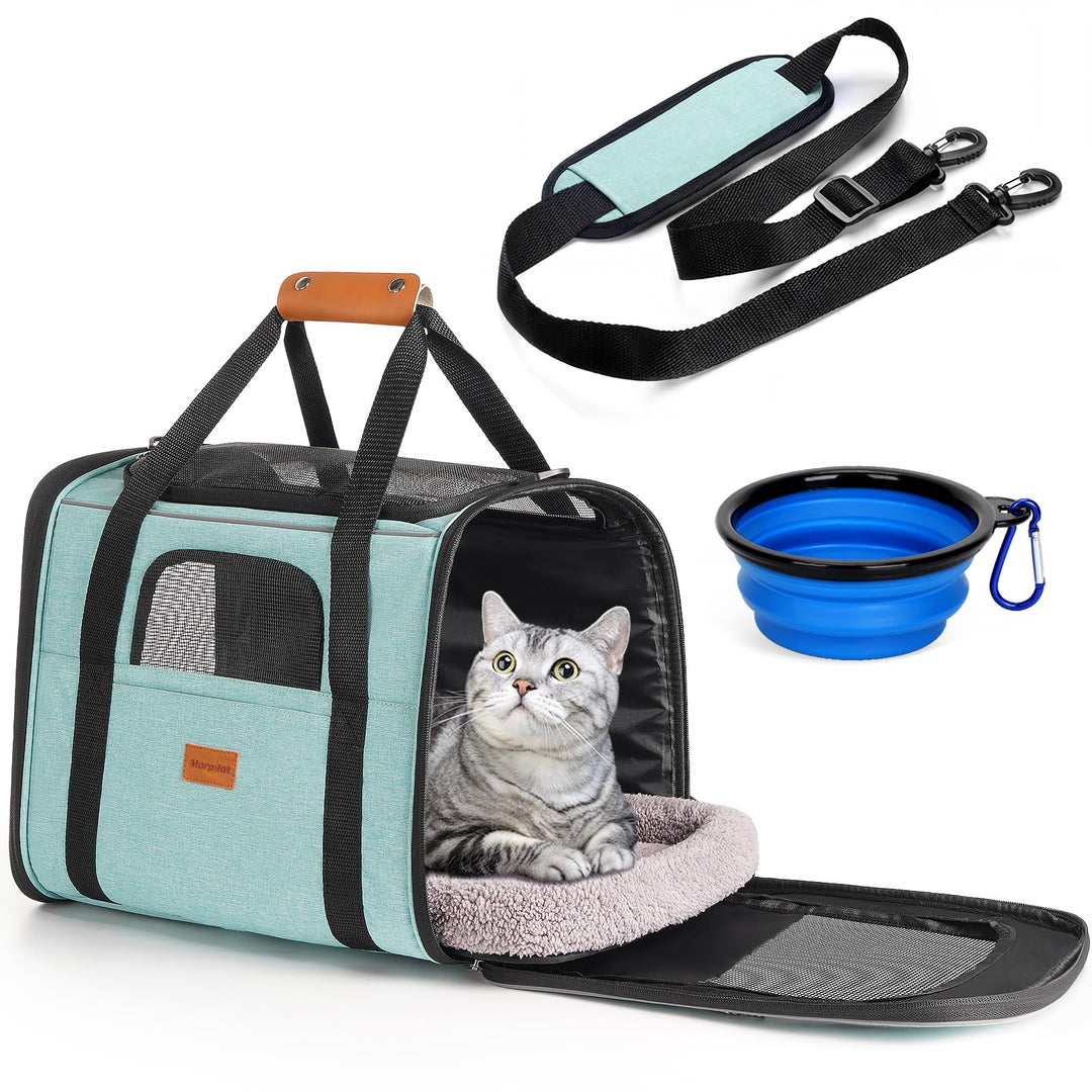 Morpilot Katzentransportbox für grosse Katzen und Welpen Katzenbox Hundetasche mit Sicherheit Reissv