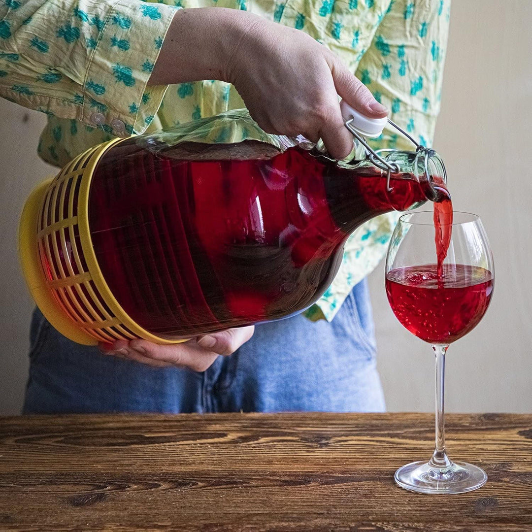 made in home 5L Gärballon mit BÜGELVERSCHLUSS und Kunststoffkorb Flasche Glasballon Weinballon Bügel