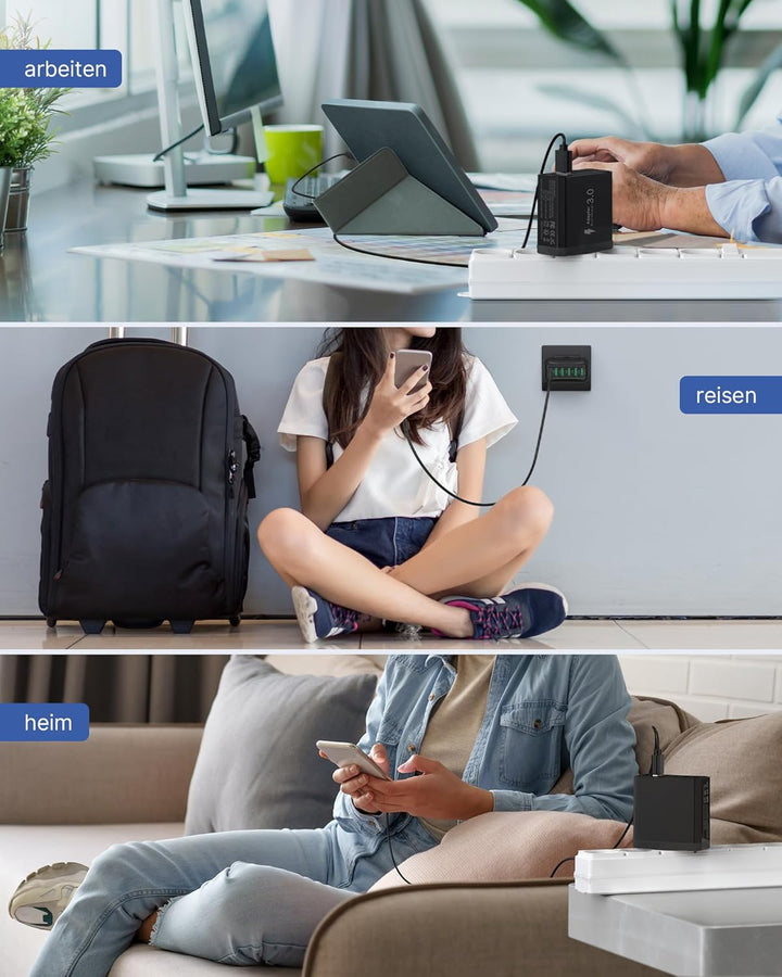 USB Ladegerät 2er-Pack, 6-Ports Schnellladegerät Mehrfach 33W USB Netzteil mit QC 3.0 und USB 3.1A,