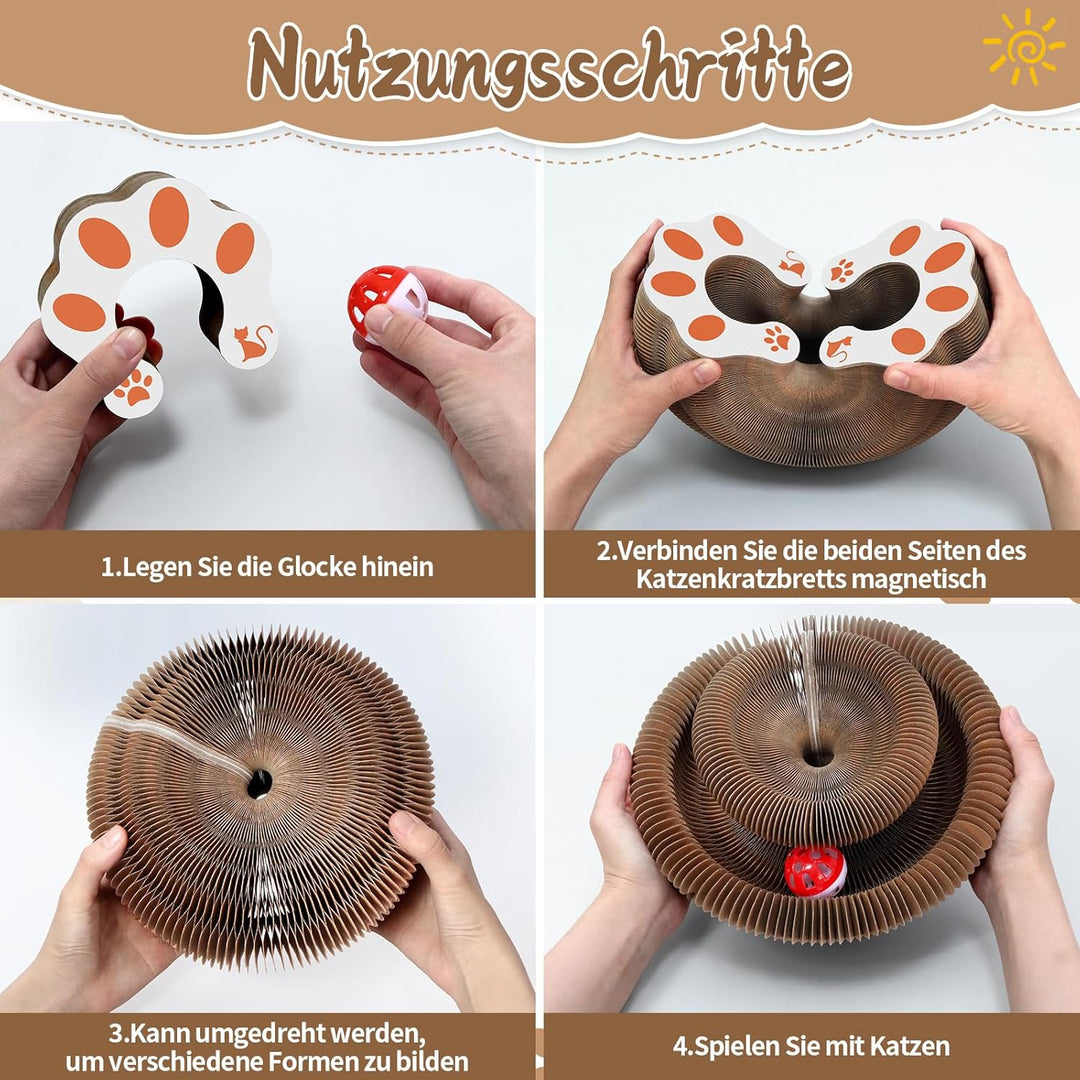 2-in-1 Magic Organ Katzen Kratzbretter, NEU Zusammenklappbares interaktives Katzenspielzeug mit Gloc