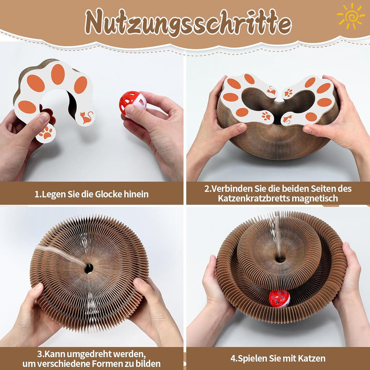 2-in-1 Magic Organ Katzen Kratzbretter, NEU Zusammenklappbares interaktives Katzenspielzeug mit Gloc