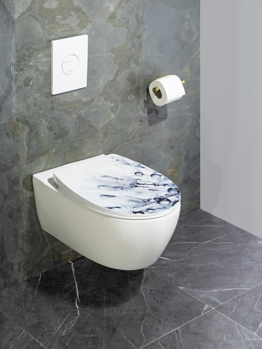 WENKO WC-Sitz Sereno, Strukturierte Oberfläche, Toilettendeckel mit Absenkautomatik aus bruchstabile